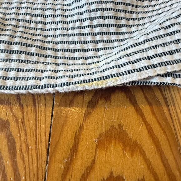 Maeve Textured Blue and White Striped Collared Wrap Top with button detail - Picture 11 of 11